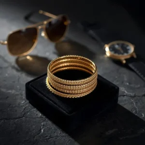 18K Gold Plated Minimalist Bangle Set - Pic One